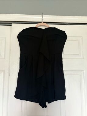 Express Black Strapless Ruffle Romper